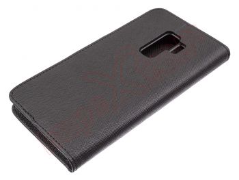 Black cloth (book/agenda) case with internal TPU backing for Samsung Galaxy S9 Plus, G965F